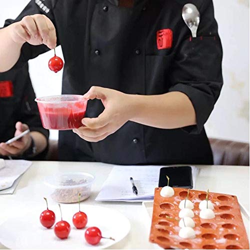 BUSOHA 24 Cavities Semicircle Silicone Molds - Mini Semi Sphere Round Dome Fondant Mold, Bomb Teacake Baking Pan for Cake Decoration, Chocolate Candy Gummy Mousse Jelly Pudding Ice Cube Tray, Set of 2