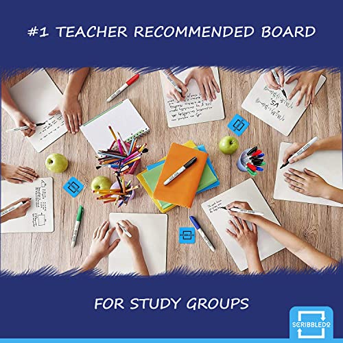 Scribbledo 6 Pack Small White Board Dry Erase Boards Classroom Pack Mini White Boards 9"x12” Personal Whiteboards for Students Teachers School Supplies Lapboards l 6 Mini Whiteboard Erasers Included