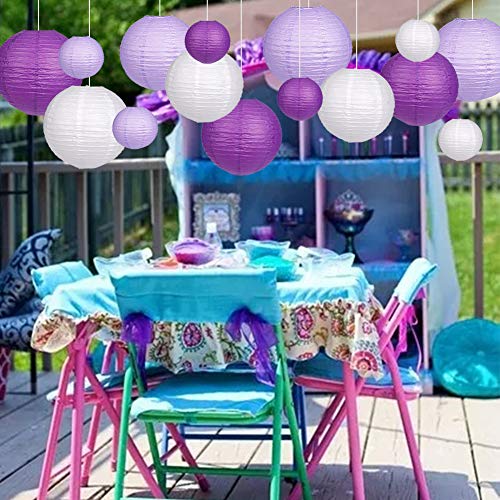 Paper Lanterns Decorative, Party Supplies for Bachelorette Engagement Unicorn Birthday Party Decorations Purple/Lavender/White 15pcs