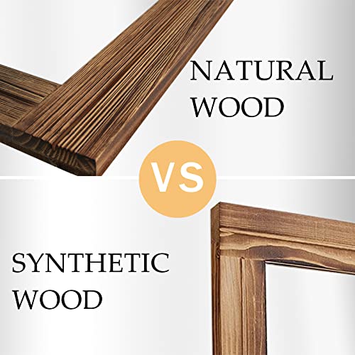 Emaison 16 X 12 Inch Rustic Wood Framed Wall Mirror with Hanging Rope for Farmhouse Decor, for Entryway, Bedroom, Bathroom, Dresser, Brown