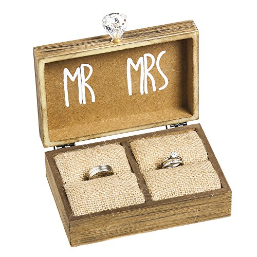 Cypress Home Wedding Decor “and Then Two Become One” Mr. and Mrs. Wooden Ring Holder Decorative Box - 5”W x 6”D x 2”H Elegant Wedding Proposal Rustic Gift Box