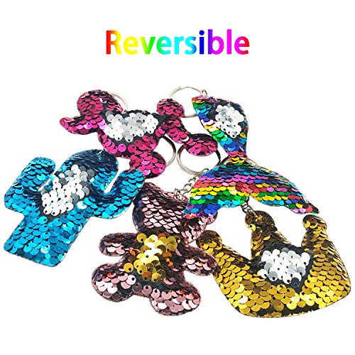 GuassLee 20pcs Flip Sequin Keychain Party Favors for Kids Girls Backpack Unicorn Mermaid Keychains for Kids Birthday Goody Bag Fillers Easter Halloween Party Favors Basket Stuffers Gifts