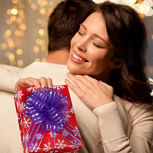 Poen 24 Pieces Pull Bow Large 6 Inch Organza Pull Bow Present Wrapping Pull Bow with Ribbon for Gift Wrapping Baskets Wedding (Multicolored)