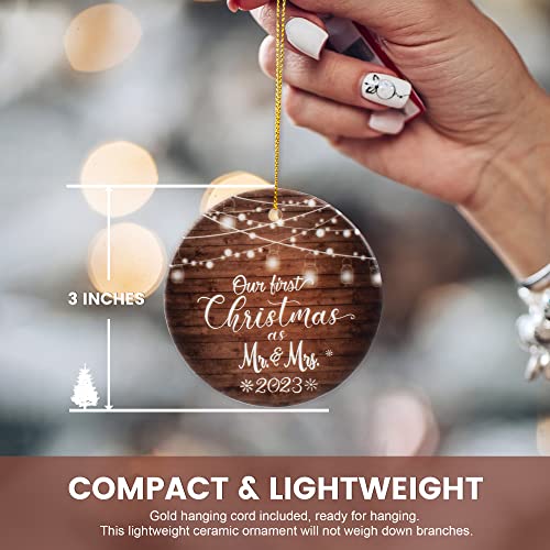 Our First Christmas as Mr. and Mrs Ornament 2023, 1st Christmas Married Ornaments, Wedding Gifts for Couple Bride and Groom, Christmas Tree Decoration, Bridal Shower Gift, Newlywed Gift
