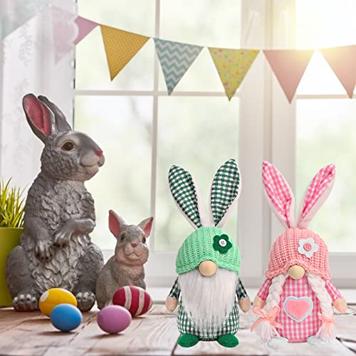 Easter Gnomes Decorations, 2 Pcs Plush Easter Bunny Handmade Swedish Tomte Elf Stuffed Doll Rabbit Gifts Cute Easter Faceless Dwarf Bunny Household Ornaments, Home Decor