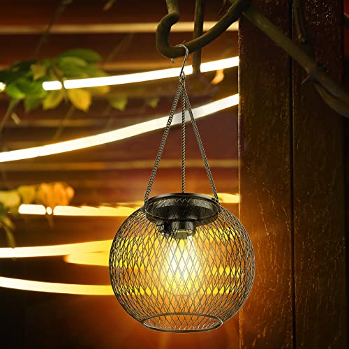 Solar Lantern Outdoor, KagoLing Upgraded Hanging Solar Lights Outdoor Garden Christmas Decorations Decorative Lighting Solar Powered Waterproof Tree Lantern for Garden Yard Patio Pathway, 2 Pack