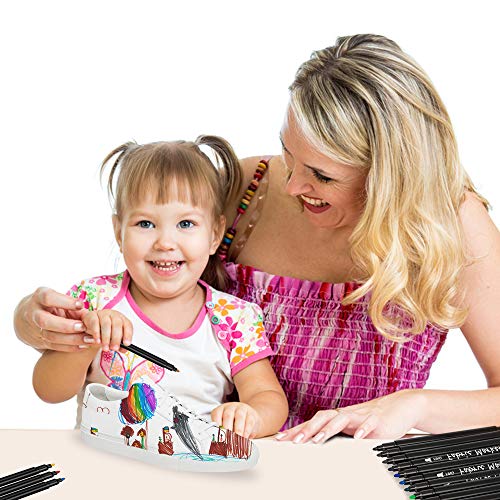 JR.WHITE Fabric Markers Permanent for T Shirts Baby Clothes Onesies Bibs White Pillow Canvas Tote Bags Clothing - No Bleed - Fine Tip - Child Safe & Non Toxic Fabric Paint Pens Set of 24 Colors