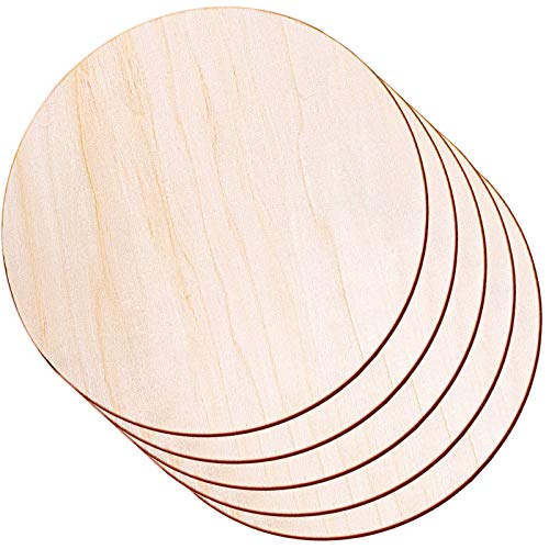 Round Wood Discs for Crafts, Audab 5 Pack 14 Inch Wood Circles Unfinished Wood Rounds Plaque for Door Hanger, Door Design, Wood Burning