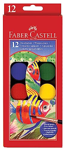 Faber-Castell Watercolor Paint Set With Brush - Premium Washable Watercolors for Kids, Multicolor, 1 count (pack of 1)