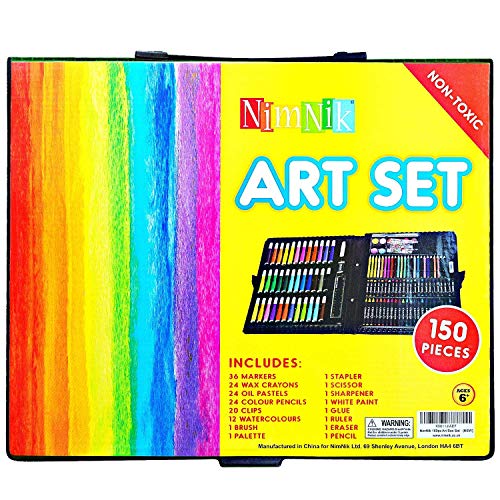 NIMNIK Art Supplies Girls Art Set Case - 150 pcs Art Supplies Coloring Set for Ages 3-6 Artist Drawing Kits for Girls Boys School Projects | Art Kits Sets
