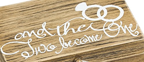 Cypress Home Wedding Decor “and Then Two Become One” Mr. and Mrs. Wooden Ring Holder Decorative Box - 5”W x 6”D x 2”H Elegant Wedding Proposal Rustic Gift Box