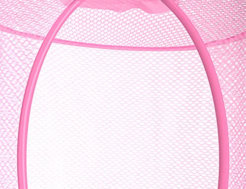 coastal rose 2Pcs Stuffed Animal Storage Foldable Stuffed Animal Net or Hammock Organizer, 4 Compartments Hanging Mesh Toy Storage Hammock for Kid Room Toys, Gloves, Hats, Socks（Pink）