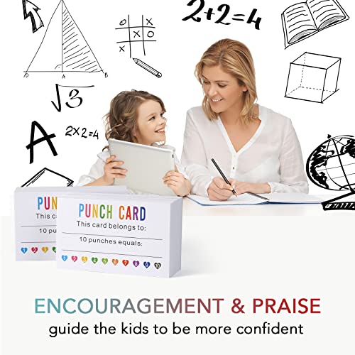 ONEDONE Punch Cards 200 Pack Reward Punch Cards with Heart Shape Hold Puncher Behavior Incentive Awards for Kids Students Teachers Home Classroom School Business Loyalty Gift Cards - 3.5" x 2"