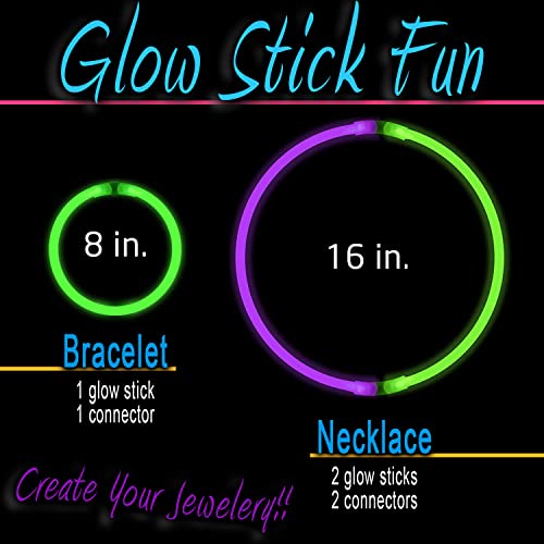 Glow Sticks Party Pack - 240 PCS Includes, 100 Pcs 8' Glow sticks,10 Pcs Ultra-Bright 6' Glow Sticks, And All Exciting Accessories – Create Glow In The Dark Necklaces, Bracelets, Glasses, Headbands, Balls, Flowers