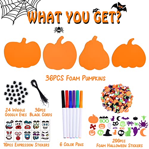 Max Fun 312PCS Halloween Pumpkin Shape Foam Stickers Glitter Set DIY Self-Adhesive Halloween Craft Kit for Kids Halloween Decoration