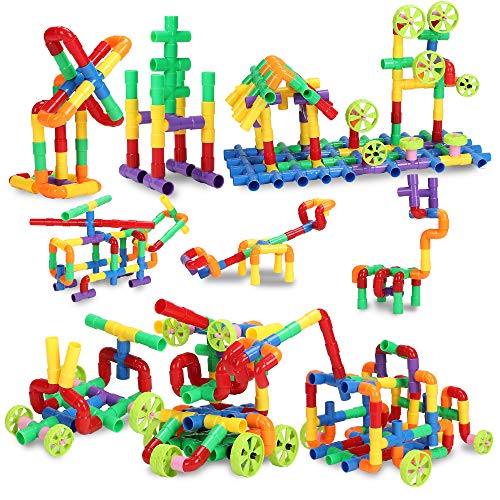 KAKATIMES STEM Building Blocks Toy for Kids, Educational Toddlers Preschool Brain Toy Kit, Constructions Toys for 3 4 5 6 7 8 Years Age Boys and Girls – Creativity Kids Materials Toys
