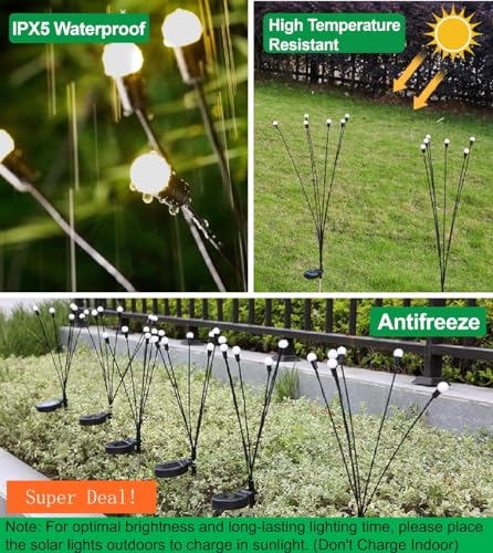SIOTMERA 8 Counts Solar Lights Outdoor Waterproof IPX5, Solar Garden Lights, Firefly Garden Lights Solar Outdoor Lights, Christmas Lights Outdoor Decor, for Yard Patio Pathway Garden Decor