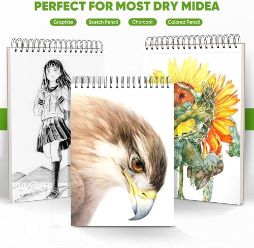 Soucolor 9" x 12"Drawing Paper, 1-Pack 100 Sheets Spiral Bound Art Sketchbook, Acid Free (68lb/100gsm) Artist Drawing Book Paper Painting Sketching Pad, Christmas Gifts Art Supplies, Aqua Sky