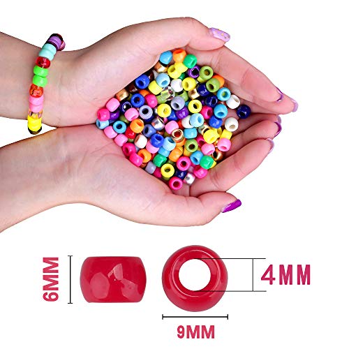Greentime Pony Beads Jewelry Making Kit, 9mm Pony Beads Rainbow Opaque Beads Small Loose Spacer Beads for Friendship Bracelet Jewelry Necklace Making Crafts (2280PCS 24colors)