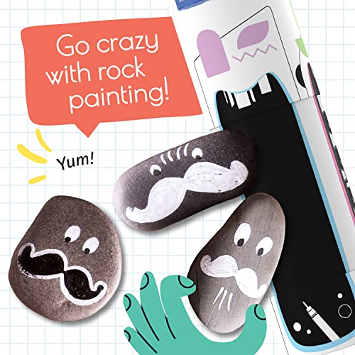 Funcils 5 Acrylic White Paint Pens - Fine & Jumbo Size Ink Pens (1mm, 3mm, 6mm, 10mm, 15mm) - Permanent White Marker Ink for Rock Painting, Fabric, Tire, Metal, Wood, Canvas, Glass, Plastic, Ceramic