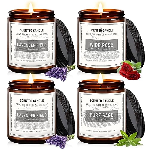 Auelife Candles for Home Scented, Candles Set for Women, 28 oz 200 Hour Long Lasting Aromatherapy Amber Jar Candles for Women, Valentine, Mother's Day Anniversary Present