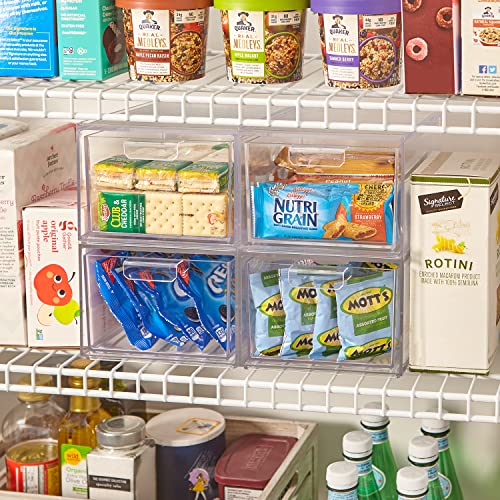 STORi Audrey Stackable Clear Bin Plastic Organizer Drawers | 2 Piece Set | Organize Cosmetics and Beauty Supplies on a Vanity | Made in USA