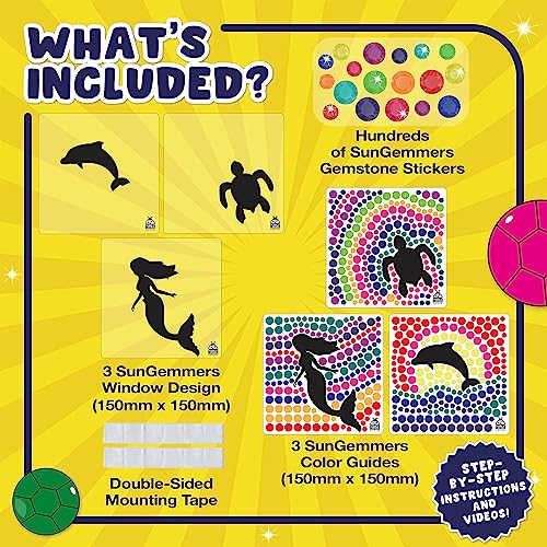 SUNGEMMERS Big Gem Mermaid & Dolphin Diamond Window Art Suncatcher Kit for Kids 6-8 9 10, Birthday Gifts for 7 Year Old Girl, Mermaid Gifts - Crafts for Girls Ages 8-12