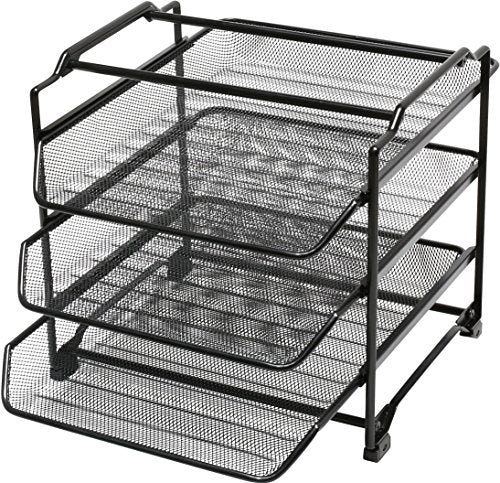DecoBrothers Stackable Letter Tray Paper Organizer, 3 Tier, Black