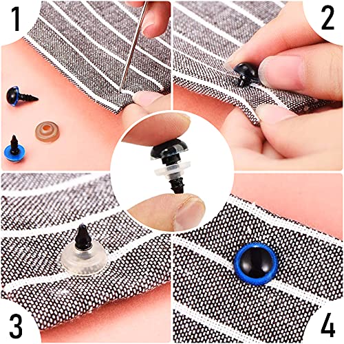 600pcs Plastic Colored Safety Eyes and Noses for Amigurumi, 6mm~14mm