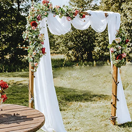 Wedding Arch Draping Fabric,2 Panel 28" x 19Ft White Wedding Arch Drapes Sheer Backdrop Curtain for Wedding Ceremony Party Ceiling Decor