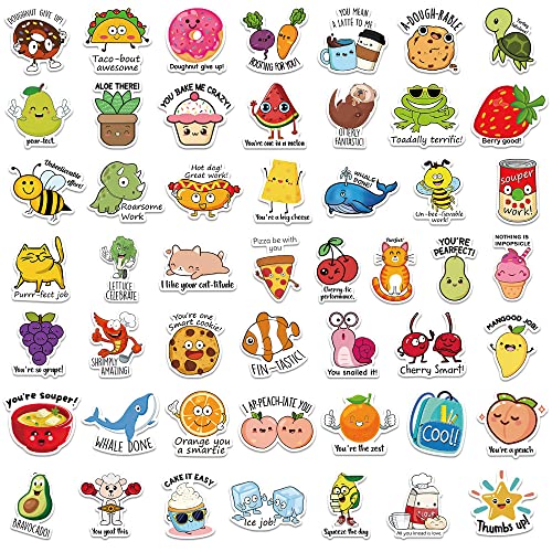 50PCS Punny Rewards Motivational Stickers, Incentives Stickers Positive Punny Teacher Supplies Stickers for Kids School Classroom