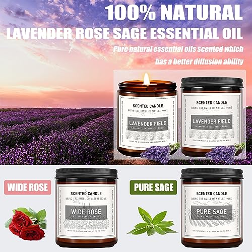 Auelife Candles for Home Scented, Candles Set for Women, 28 oz 200 Hour Long Lasting Aromatherapy Amber Jar Candles for Women, Valentine, Mother's Day Anniversary Present