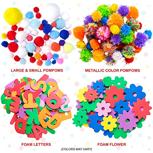 Dragon Too Mega Kids Crafts and Art Supplies Jar Kit - 1000+ Piece Set - Instructional Booklet Included - Glitter Glue, Construction Paper, Colored Popsicle Sticks, Googly Eyes, Pipe Cleaners