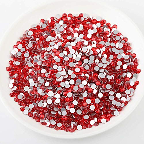beadsland Flat Back Crystal Rhinestones Round Gems, Light Siam (2.7-2.8mm) SS10/1440pcs