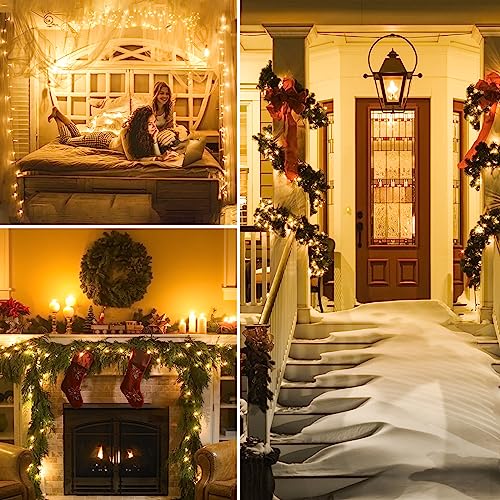 SANJICHA Extra-Long 66FT String Lights Outdoor/Indoor, 200 LED Upgraded Super Bright Christmas Lights, Waterproof 8 Modes Plug in Fairy Lights for Bedroom Party Wedding Garden (Warm White)