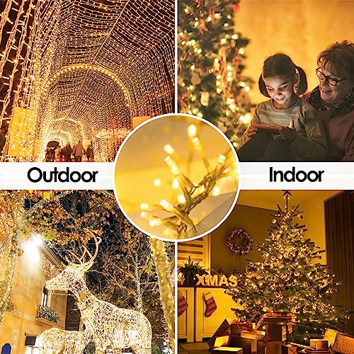 SANJICHA Extra-Long 66FT String Lights Outdoor/Indoor, 200 LED Upgraded Super Bright Christmas Lights, Waterproof 8 Modes Plug in Fairy Lights for Bedroom Party Wedding Garden (Warm White)