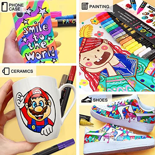 Emooqi Paint Pens, Paint Markers 20 Pack Oil-Based Painting Pen Set for Rocks Painting Wood Plastic Canvas Glass Mugs DIY Craft