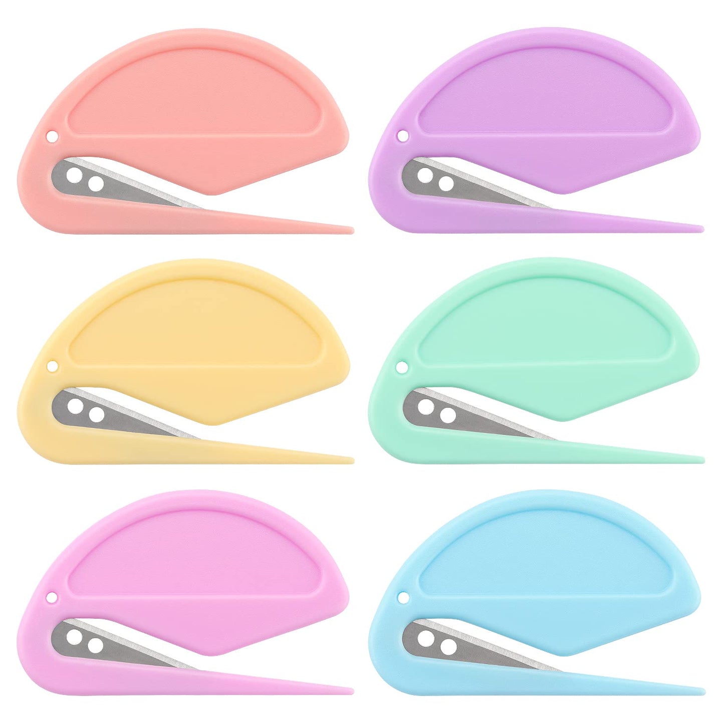 Tamaki 6 Pack Letter Opener Envelope Slitter Set Sharp and Efficient Open Envelopes with Ease(Purple, Blue, Green, Yellow, Orange, Pink)