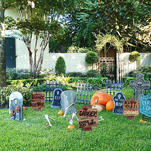 Liecho self-Designed Halloween Decorations Yard Signs Stakes Props Outdoor Decor Scary Zombie Vampire Graves Holiday Party Supplies 3 Pack(15" x 12")