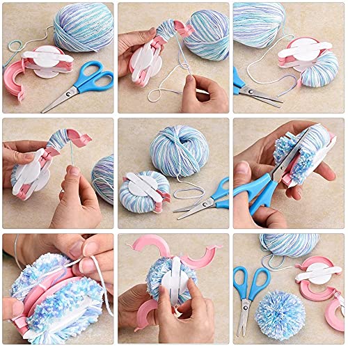 Pom Pom Maker, 4 Sizes Pompom Maker Tool Set for Fluff Ball Weave DIY Wool Yarn Knitting Craft Project for Kids and Adult - RRigo