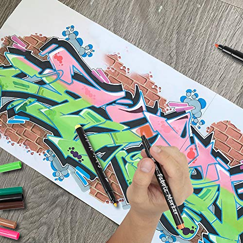 JR.WHITE Fabric Markers Permanent for T Shirts Baby Clothes Onesies Bibs White Pillow Canvas Tote Bags Clothing - No Bleed - Fine Tip - Child Safe & Non Toxic Fabric Paint Pens Set of 24 Colors