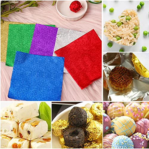 600pcs Foil Candy Wrappers, 4x4 inches Foil Candy Wrappers Aluminium Foil Paper, DIY Package Candy Paper Chocolate Packaging Wrapping Papers Square for Candy Packaging