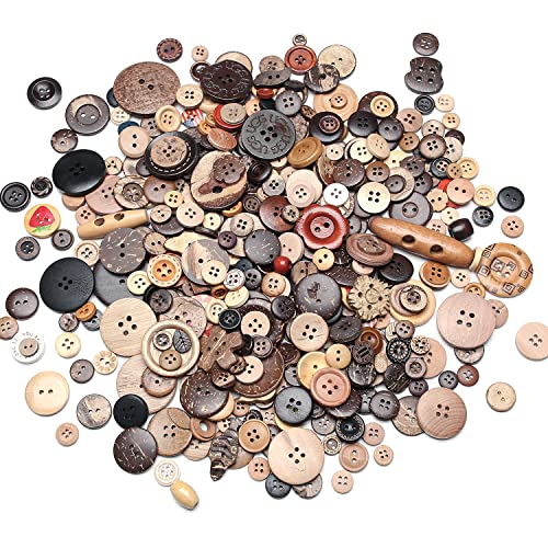 About 400 Wood Coconut Shell Button Resin Buttons, Sewing DIY Craft Buttons, Hand-Painted Decorative Buttons