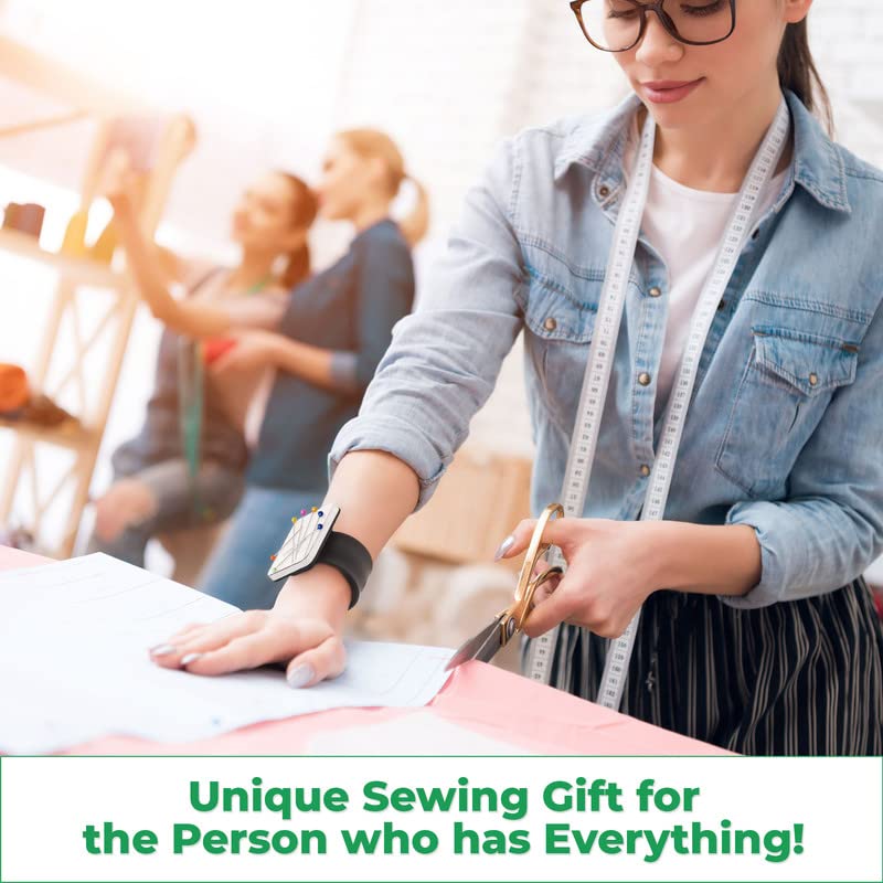 Sew Your Way Magnetic Pin Cushion for Sewing – Wrist Pin Holder – Sewing Notions Sewing Quilting Supplies – Magnetic Pin Holder for Sewers & Hairstylist – Magnetic Pin Holder for Sewing Quilting Gift