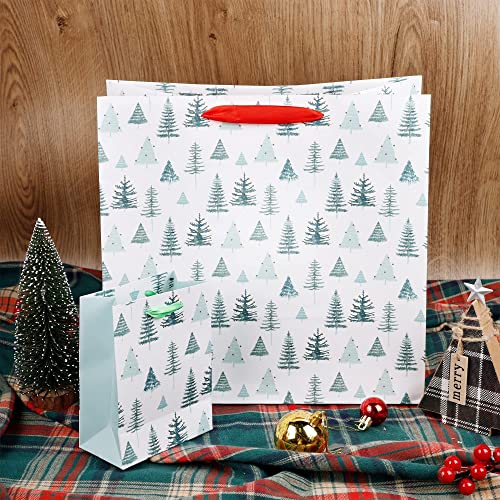 Lulu Home Christmas Wrapping Bags, 24 Packs Assorted Size Art Paper Gift Bags Set with Handles, Xmas Large Medium Small Bottle Bags for Holiday Birthday Present Packaging