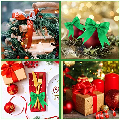 DECYOOL 4 Rolls 100 Yards Christmas Ribbons 1Inch Wide Holiday Satin Ribbons for Gift Wrapping and DIY Craft, Red & Green