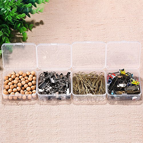 SATINIOR 12 Pack Clear Plastic Beads Storage Containers Box with Hinged Lid for Beads and More (2.12 x 2.12 x 0.79 Inch)