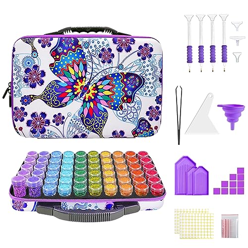 ZORETCO Diamond Painting Storage Containers,60 Slots Diamond Painting Accessories with Tools for Diamond Art Organizer Craft Jewelry Beads Storage Box