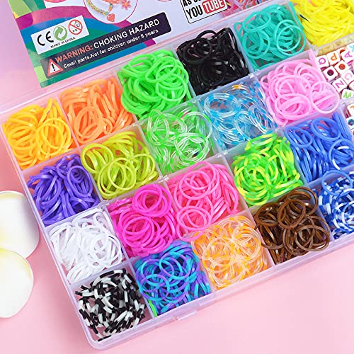 xtieksh Rubber Band Bracelet Kit, Loom Bracelet Making Kit, Rubber Bands Refill Loom Set, Rubber Bands for Bracelets Making Kit, Loom Bands Kit for Kids Weaving DIY Crafting Gift