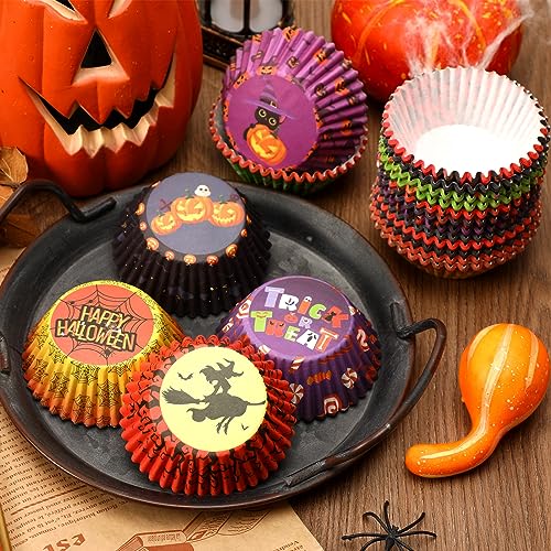 Halloween Cupcake Liners, SANNIX 450pcs Ghost Pumpkin Spider Baking Cups Cupcake Wrappers Paper Wraps Muffin Liners for Halloween Party Candy Cake Decorations Supplies(9 Designs)